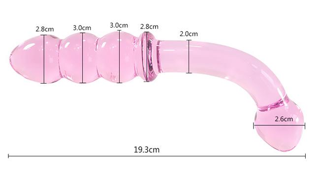do brinquedo de vidro cor-de-rosa Vaginal de cristal dobro do sexo do vibrador do pênis dos adultos da cisne de 19cm tomada anal